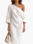 Elegant One-Shoulder Draped Maxi Dress