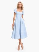 Elegant Wavy Hem A-Line Midi Dress