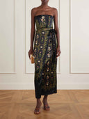 Exquisite Printed Satin Maxi Dress