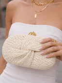 Rainbow Multicolor Braided Oval Hard-Shell Evening Handbag