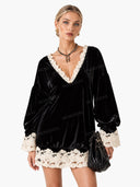 Exquisite Lace Velvet Loose Mini Dress