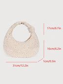 Boho Hollow Crochet Lace Knotted Handle Hobo Shoulder Bag