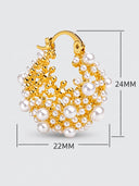 Pearl Cluster Gold Hoop Earrings