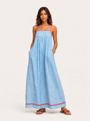 Casual striped cami square neck beach maxi dress
