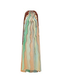 Bohemian Colorblock Stripe Halter Maxi Dress