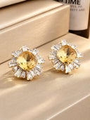 Crystal Sunburst Stud Earrings