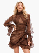 Elegant Pleated Tulle Mini Dress
