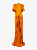 Elegant Flutter Sleeve Satin Maxi Dress