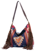 Retro Bohemian Woven Fringe Linen Shoulder Tote Bag
