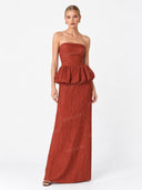 Elegant Strapless Ruched Skirt Two-Piece Set