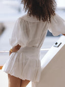 Minimalist Puff Sleeve Blouse & Pleated Mini Skirt Set