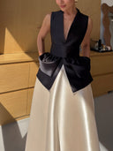 Elegant Satin Skirt Two-Piece Set