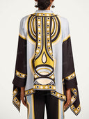 Retro Geometric Print Relaxed Top & Wide Leg Pants Set