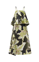 Botanical Print Layered Maxi Dress