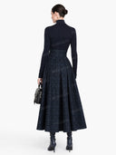 Exquisite High-neck Stretch Top And Plaid Skirt Two-piece Set