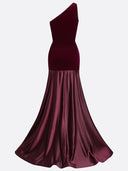 Elegant Velvet Satin Ruched Party Maxi Dress