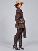Western Fringe Belted Shirt Jacket