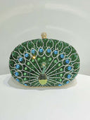 Retro Peacock Rhinestone Party Clutch Bag