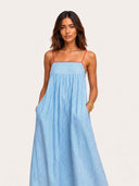 Casual striped cami square neck beach maxi dress