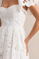 Lace Puff Sleeve Mini Dress