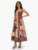 Unique Artistic Abstract Print Midi Dress