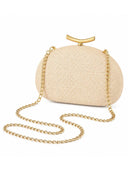 Fashion Half-Moon Woven Straw Clutch Bag