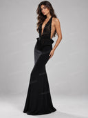 Lace Halter Bodysuit & Mermaid Maxi Skirt Two Piece Set