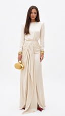 Elegant Draped Satin Maxi Dress