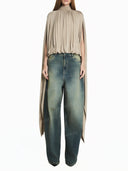 Unique Cape Sleeve Top & Balloon Pants Set