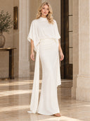 Minimalist Cape Top & Ruched Maxi Skirt Set