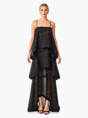 Egant Black Polka Dot Tiered Ruffle Maxi Dress
