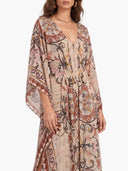Bohemian Paisley Print Batwing Sleeve Maxi Dress