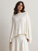 Minimalist Knit Top & Asymmetrical Button Skirt Two-Piece Set