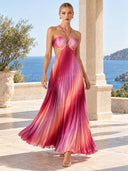 Ombre Halter Pleated Maxi Dress