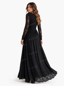 Sexy Lace Panel High Slit Maxi Dress