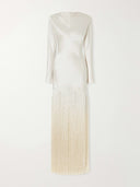 Elegant White Fringe Maxi Dress