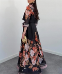 Floral Print Collared Chiffon Two-Piece Set