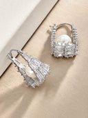 Pearl Crystal Bow Drop Earrings