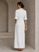 Minimalist Double-Breasted Lapel Blazer Maxi Dress