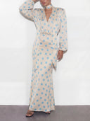 Elegant Polka Dot Blouse & Maxi Skirt Two-Piece Set