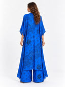 Boho Print Deep V-Neck Top & Wide Leg Pants Two-Piece Set