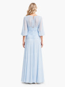 Elegant High Neck Balloon Sleeve Maxi Dress