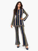 Minimalist Vertical-Stripe Knit Two-Piece Set