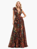 V-Neck Printed Maxi Dress