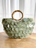 Bamboo Handle Shell Disc Statement Handbag