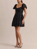 Lace Puff Sleeve Mini Dress