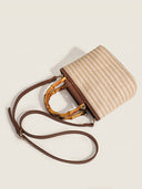 Boho Woven Straw Bucket Handbag