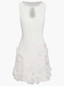 Elegant Floral Sleeveless Keyhole Mini Dress