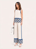 Minimalist Linen Contrast-Trim Two-Piece Set