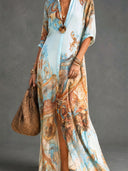 Bohemian Art Print Shirt Maxi Dress